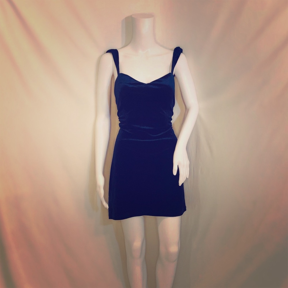 Navy Blue Velvet Nasty Gal Cutie Dress! Low Back!